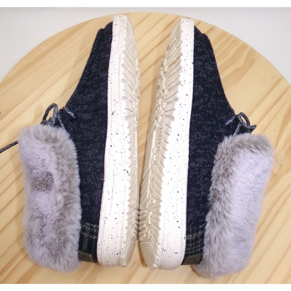 Hey Dude Britt Faux Fur Lined Ankle Booties Womens Navy Blue Size 8 Lace Up - Picture 5 of 8